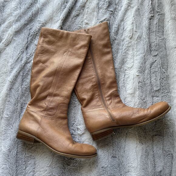 Nine West Logano Soft Leather Riding Boots Tan Camel Size 10 Quality Stylish - Picture 3 of 9